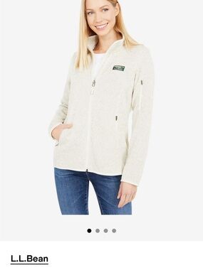 L.L. Bean Women's Light Cream Full-Zip Fleece Jacket